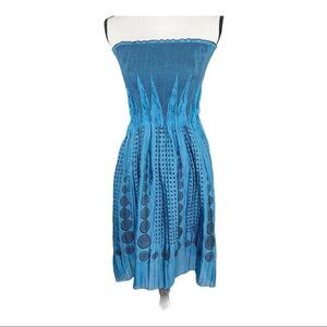 ‎MAX STUDIO Smocked Strapless Blue/Black OS Dress